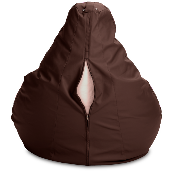 Кресло-мешок «Груша», XXXL, Кожа Коричневый Сзади